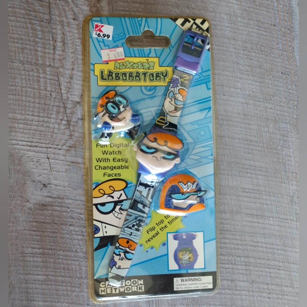 Vintage Cartoon Network Dexters Laboratory Digital Watch 3 Interchangeable Faces